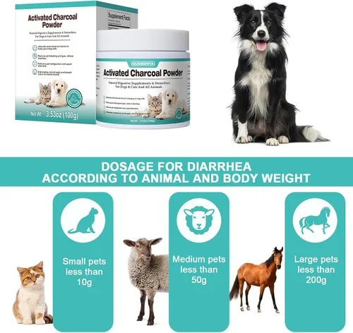 Vista 4 de Carbón activado para perros, gatos y todas las mascotas, carbón para intoxicación de perros, malestar digestivo y alivio de gases, soporte hepático