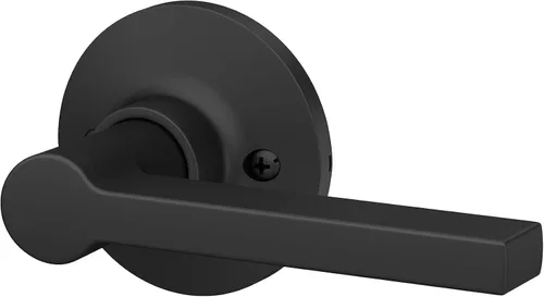 Vista 5 de Palanca recta con manija de puerta simulada de moldura redonda, acabado negro mate, paquete de 4