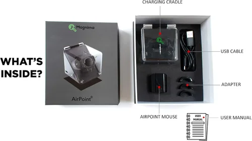 Vista 4 de Ring - Ratón inalámbrico portátil negro y presentador de gestos de aire, mini mouse Bluetooth y anillo inalámbrico 3D para jugadores