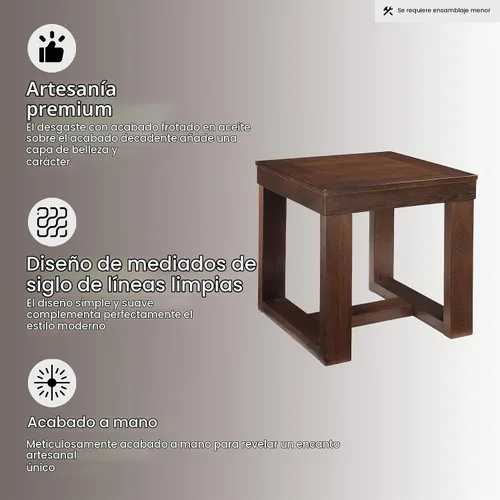 Vista 8 de Signature Design por Ashley Watson - Mesa auxiliar cuadrada grande clásica, color marrón oscuro