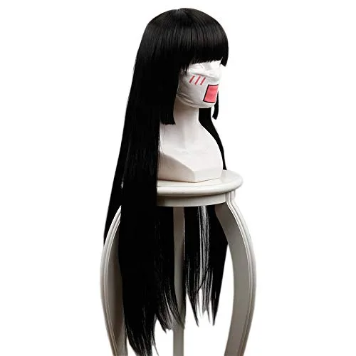 Vista 3 de Peluca de cosplay Kakegurui Compulsivo Jugador Jabami Yumeko Peluca Cosplay Disfraz Mujer Negro Largo Pelo sintético Halloween Fiesta Juego de rol