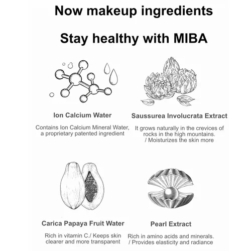 Vista 5 de MIBA Ion Calcio Mineral BB Cream 1.7 fl oz / 1.69 fl oz Materia prima patentada de iones minerales calcio. Cobertura fina pero abrumadora. Potencia