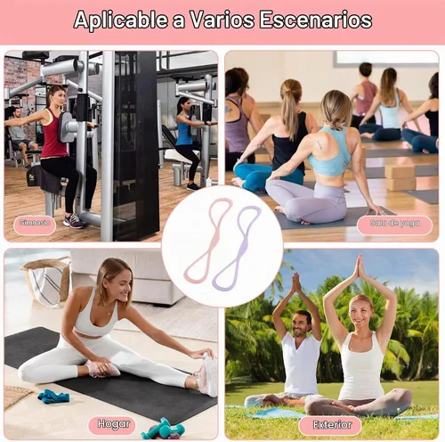 Vista 7 de 8 Bandas de Resistencia para Mujeres, 2 Piezas Bandas de Ejercicio Bandas de Resistencia con Asas, Bandas de Ejercicio Portátiles con Forma de 8