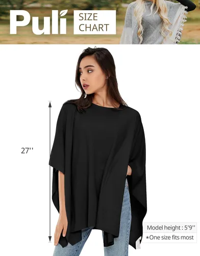 Vista 6 de Suéter sin botones para mujer chal de cachemira ajuste holgado para otoño e invierno