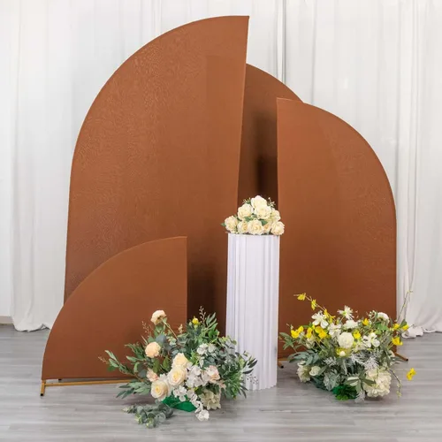 Vista 204 de Efavormart - Juego de 4 fundas de elastano beige para arco de media luna, fundas de telón de fondo Chiara de 2.5 pies a 7 pies para escenarios