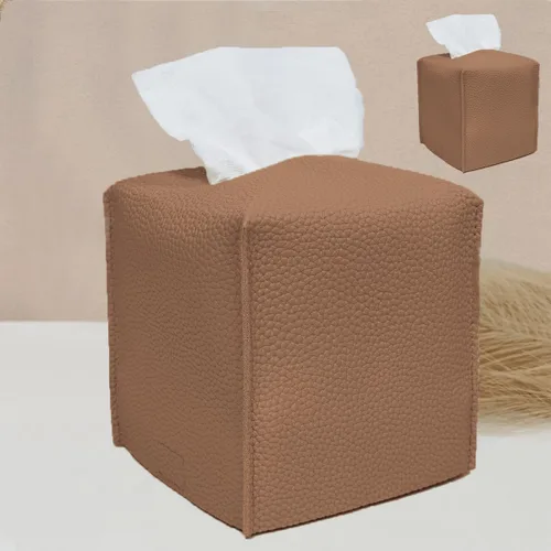 Vista 31 de HOMOTEK Paquete de 2 fundas para caja de pañuelos, soporte cuadrado de piel sintética, organizador de papel decorativo para baño, mesitas de noche