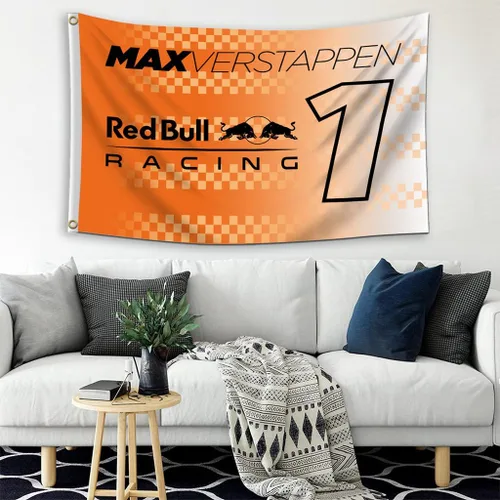 Vista 3 de Max Verstappen - Bandera #1 de 3 x 5 pies, bandera de carreras Red Bull para fanáticos de los automóviles con ojales de latón