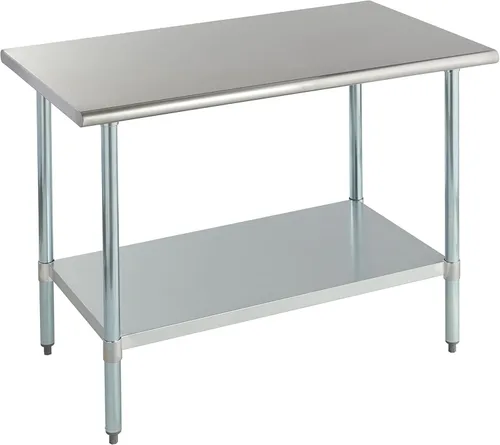 Vista 76 de ROCKPOINT Mesa de acero inoxidable para preparación y trabajo, 14x24 pulgadas; mesa de cocina comercial de metal NSF resistente con estante inferior