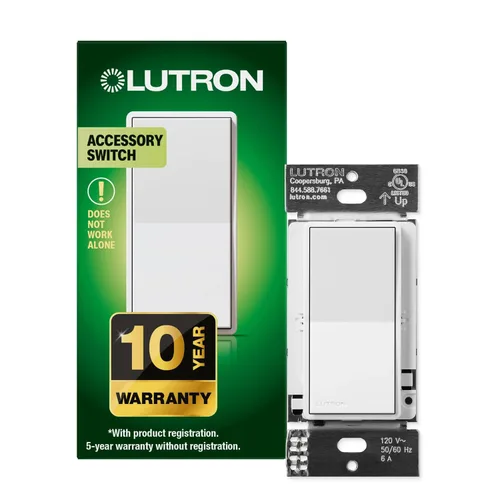Vista 12 de Lutron Sunnata Interruptor accesorio de encendido/apagado, solo para uso con reguladores LED+ Sunnata, ST-AS-BL, Negro