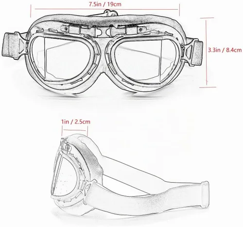 Vista 2 de kucehiup Gafas de aviador vintage para motocicleta Lentes transparentes con montura negra
