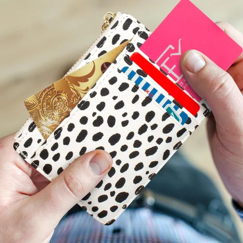 Vista 50 de Tarjetero delgado con bloqueo RFID, billetera de bolsillo pequeño, con cremallera Keychian para monedero, monedero y tarjetero para mujeres y hombres