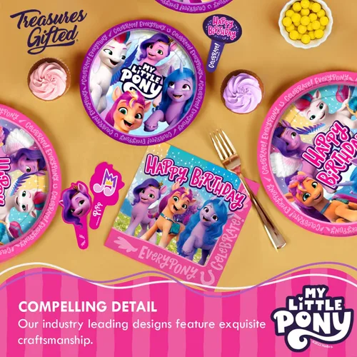 Vista 6 de Treasures Gifted Cartel de cumpleaños con licencia oficial de My Little Pony, cartel de feliz cumpleaños, decoraciones de fiesta para paredes