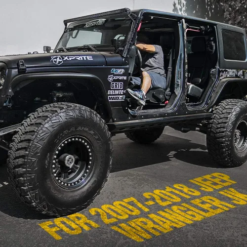 Vista 7 de Xprite Estriberas Desmontables para Puerta Compatibles con Jeep Wrangler JK JKU 2007-2018, Pedales de Descanso Montados en Bisagra de Puerta