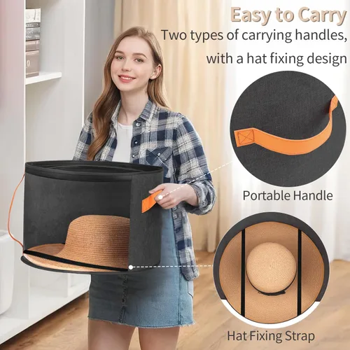 Vista 6 de kushon Caja de almacenamiento transparente de gran tamaño para mujer, organizador de sombreros de vaquero para armario, funda de sombrero de ala