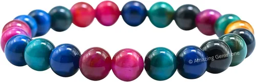 Vista 490 de Amazing Gemstone Crystal Bracelet for Women Men's Gifts - Protection Healing Crystal Bracelet - 8mm Gemstone Beaded Stretchable Bracelet Pulseras