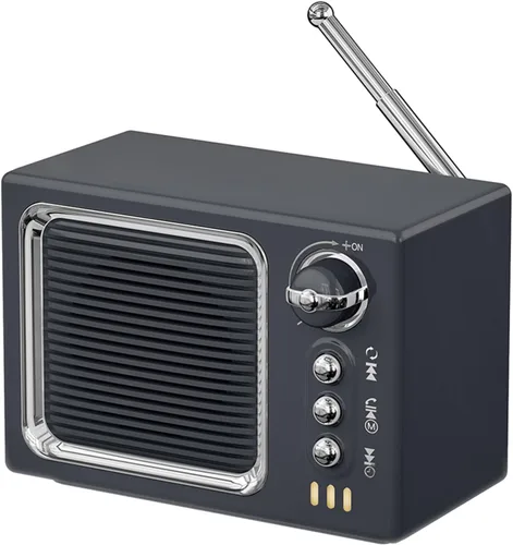 Vista 10 de Altavoz Bluetooth retro, mini altavoz Bluetooth inalámbrico portátil vintage con sonido de ruido blanco, sonido fuerte de 5 W, llamadas manos Beige