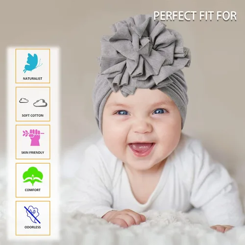 Vista 4 de Turbante para bebé, sombrero de niña, turbante para niñas pequeñas, sombreros turbantes para bebés y niñas pequeñas con gorro de lazo