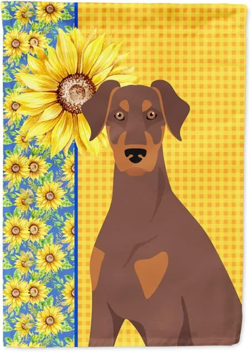 Vista 67 de Caroline's Treasures WDK5313GF Bandera de jardín con diseño de girasoles de verano, color negro y tostado, Airedale Terrier para buzón, bandera