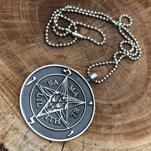 Vista 5 de Joyería de la Iglesia de Satanás El Sello de Baphometa SAMAEL-LILITH Pentáculo invertido Estrella Satánica Diablo LaVeyan Satanism Wicca Witchcraft