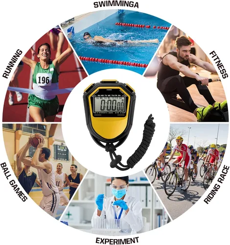 Vista 7 de mewmewcat Cronómetro impermeable digital LCD temporizador cronógrafo deportivo con correa para natación, correr, entrenamiento de fútbol, cronómetro