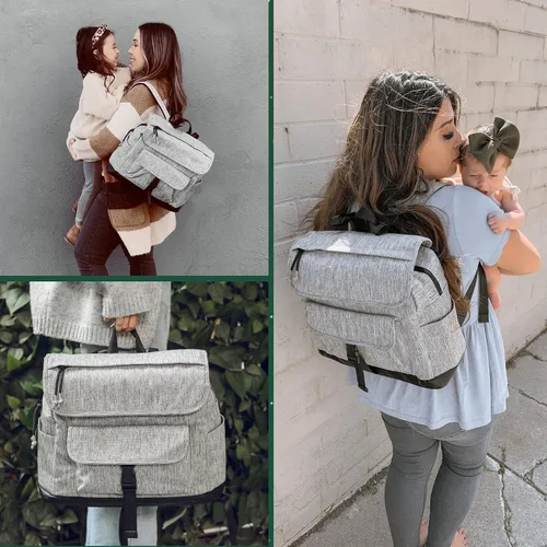 Vista 6 de MOMINSIDE Mochila para pañales, mochila de cuero para mamá papá, bolsa de viaje grande para niños y niñas, se adapta a portátiles de 15 pulgadas, 4