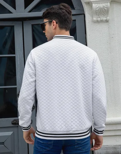 Vista 3 de Wizoat Chaqueta universitaria para hombre, chaqueta ligera casual con diseño de gofre, chaquetas bomber