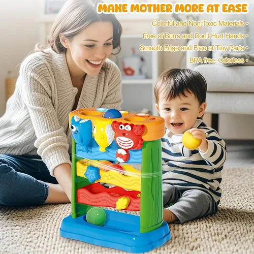 Vista 5 de AuroTops Juguetes para niños y niñas de 1, 2, 3 años, juguete musical para niños pequeños de 6-12-18-24 meses, juguetes Montessori interactivos