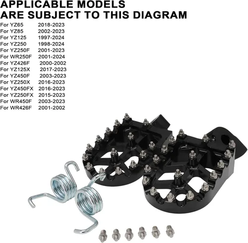 Vista 2 de JFG RACING Estriberas CNC para motocicleta de cross, estriberas de pedal de descanso CNC para YZ65 18-23/YZ85 02-23/YZ125 97-23/YZ250 98-23/YZ250F