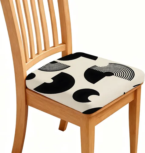 Vista 9 de Fundas de asiento para silla, impermeables, elásticas, estampadas, con lazos elásticos, extraíble, lavable, protector para sillas tapizadas de Negro