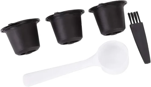 Vista 6 de 3 cápsulas reutilizables para el hogar, cápsulas de café para el hogar, cápsulas recargables aptas para Nespresso (negro)