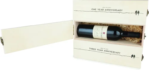Vista 6 de Twine Marketplace Caja de Vino con 3 botellas para Cumpleaños., Aniversario, Blanco