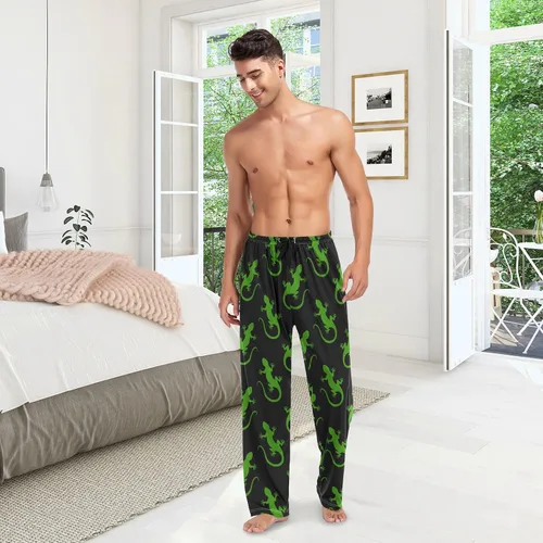 Vista 3 de Aslsiy Lizards Green - Pantalones de pijama para hombre, pantalones suaves separados para hombre, pantalones de descanso