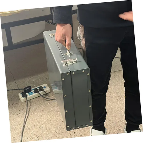 Vista 6 de Caja de herramientas de metal grueso, caja organizadora de herramientas portátil con asa, pequeña caja de almacenamiento para artesano, automotriz