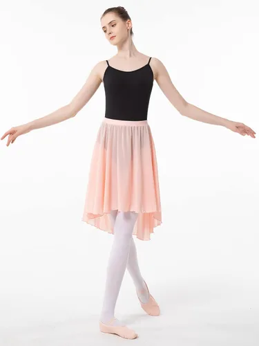 Vista 2 de PLIKSUVER Falda cruzada de ballet para mujer, falda de baile de gasa con cintura elástica para mujeres, niñas y adultos