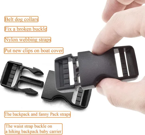 Vista 4 de 1 inch Buckle Strap Set with 10 Yards Webbing Side Release Plastic Buckle Negro