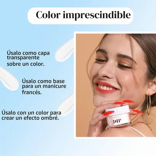 Vista 5 de AZUREBEAUTY - Polvo de inmersión transparente para uñas, básico, transparente, para uñas francesas de cristal y acrílicas, manicura