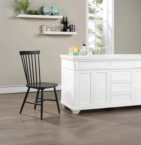Vista 4 de OSP Home Furnishings Eagle Ridge - Sillas de comedor tradicionales de madera maciza estilo Windsor, paquete de 2, color negro