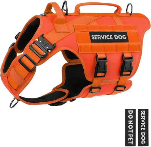 Vista 20 de Arnés táctico para perros - PETNANNY Chaleco para perro de servicio para perros grandes Cobertura corporal completa en arnés para perros de Rosa