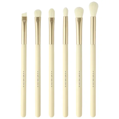 Vista 9 de Juego de brochas de maquillaje de ojos, 6 brochas de maquillaje profesionales para sombra de ojos para corrector de cejas, delineador de ojos Rosa