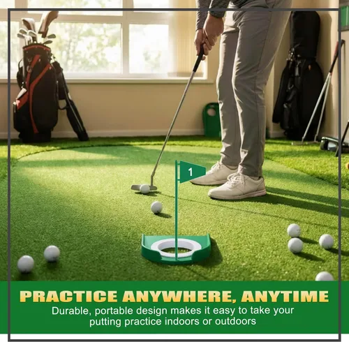 Vista 6 de Sotiff Práctica de práctica de golf con agujero de copa, accesorios de golf, putters de entrenamiento con bandera de plástico para adultos, oficina