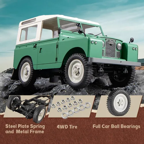 Vista 5 de BEEZRC FMS 1/12 RC Crawler Land Rover Series II RC RTR 4WD 2.4G Model Car Hobby RC Crawler RC Cars Offroad RC Truck Auto de control remoto con Verde