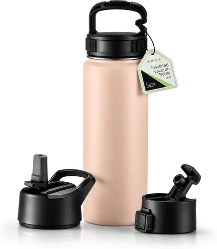 Vista 88 de SIPX™ Botella de Agua Aislada de 18 oz con 3 Tapas – Acero Inoxidable a Prueba de Fugas, Triple Aislamiento – Frío 24 Horas/Caliente 12 Horas – Negro