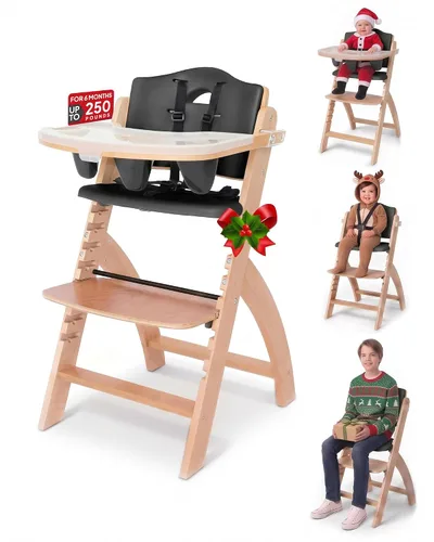 Vista 15 de Abiie Beyond Junior Convertible Wooden High Chair with Removable Tray Cojín de madera gris brumosa - Perla negra