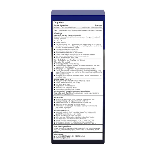 Vista 9 de Rogaine para hombres 5% minoxidil espuma tópica, suministro para un mes