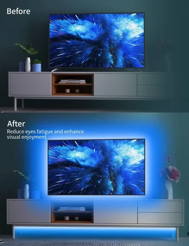 Vista 6 de Daymeet - Luces LED para TV, retroiluminación LED de 13.1 pies para TV de 40-65 pulgadas, tira de luz LED USB RGB, luces con cambio