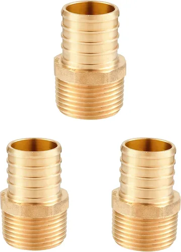 Vista 15 de 2 piezas Pex Barb Crimp accesorios de latón adaptador macho NPT de 1 pulgada x 1 pulgada ASTM F1807,Para agua potable PEX1807022(2)