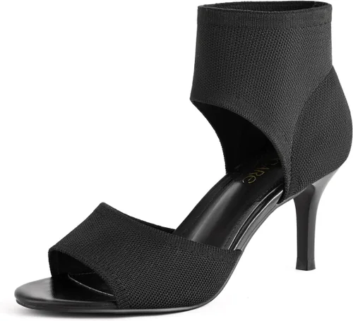 Vista 19 de Tacones de Puntera Abierta para Mujer, Sexys Tacones de Aguja de 3 Pulgadas, Sandalias de Tacón para Mujer con Puntera Abierta, Amplias, de Tejido