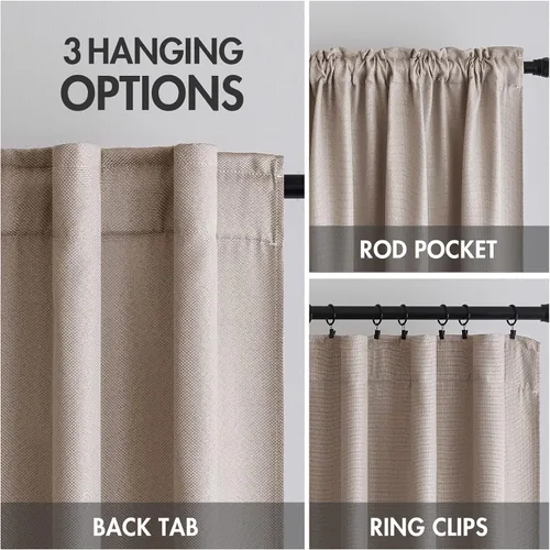 Vista 2 de MIULEE Cortinas con textura de lino de 90 pulgadas de largo, paneles de cortina opacas para dormitorio/sala de estar, cortinas aislantes térmicas