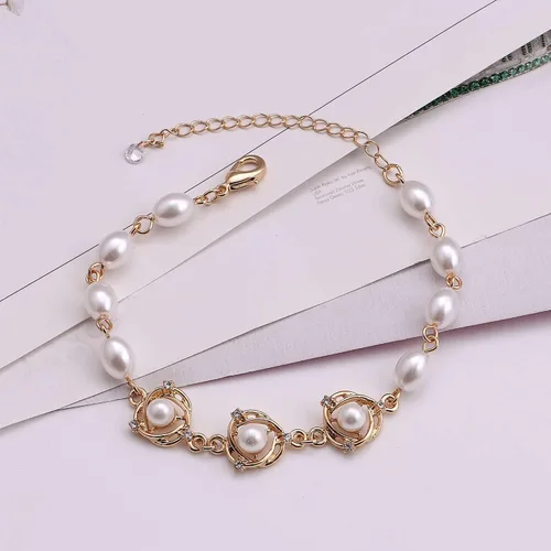 Vista 5 de Juego de joyas de dama de honor para mujer, chapado en oro de 18 quilates, plata y oro rosa, dije de nudo de amor con collar de perlas, aretes