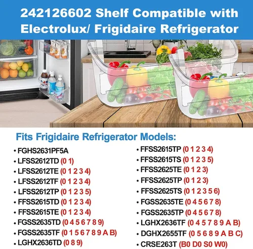 Vista 6 de Actualizado 242126602 - Estante de repuesto para puerta de refrigerador Frigidaire Electrolux, estante inferior de 2 estantes, estante lateral